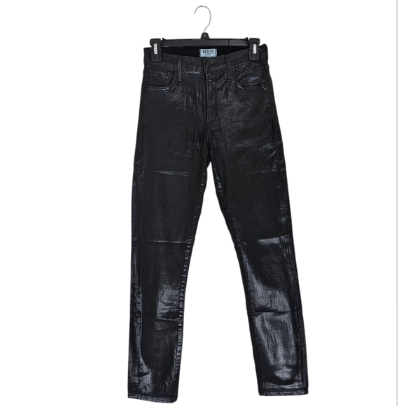 AGOLDE High Rise Skinny Ankle Black Wax Coated Denim jeans 27 Preowned - Picture 1 of 10
